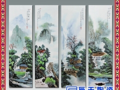 瓷板画现代大师酒店玄关装饰画背景画现代陶瓷画茶楼挂画图3