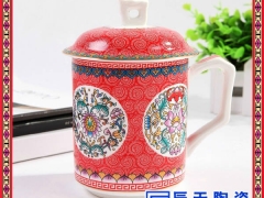 茶杯景德镇茶具带盖过滤茶杯男茶盅会议杯青花办公室泡茶图3