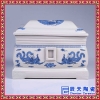 陶瓷山水图案骨灰坛棺材骨灰盒带盖殡葬用品  陶瓷遗像定制