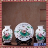 景德镇陶瓷陶艺三件套手绘粗陶紫气东来花瓶花插摆件装饰品
