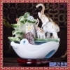陶瓷流水喷泉摆件客厅风水轮招财鱼缸大象新房开业礼品
