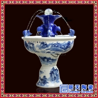 玉兰31厘米青竹节流水器 陶瓷喷泉雾化加湿器风水轮鱼缸