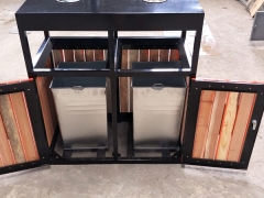 展厅方形垃圾桶 青蓝QL8202分类环卫桶 实木防腐木制造图2