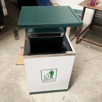 室内钢板垃圾桶 单筒方形果皮箱 青蓝QL6102环保广告桶