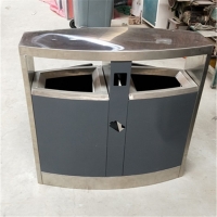 定制款 QL9203不锈钢钢板组合垃圾桶 分类双桶 街道车站