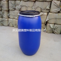 160升塑料桶铁箍160L化工塑料桶开口圆桶