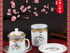 高档办公三件套 茶杯 笔筒 烟灰缸套装 定制礼品送领导图1