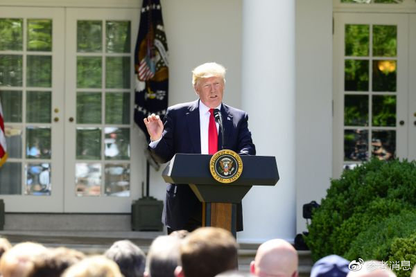 当地时间2017年6月1日，美国总统特朗普在白宫宣布，美国将退出应对全球气候变化的《巴黎协定》。（视觉中国）