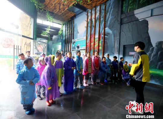 小朋友们受邀来到熊猫外展馆，感受一场别开生面的国宝见面会。 供图 摄