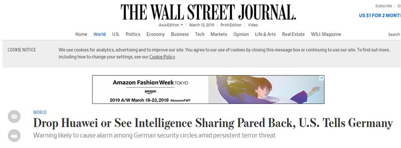 美国明确警告德国：用华为就减少对其情报分享