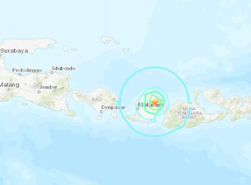 印尼松巴哇岛发生5.5级地震震源深度23.6公里