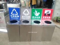 直营石首市 户外金属分类垃圾桶 小区带锁果皮箱 垃圾箱图2
