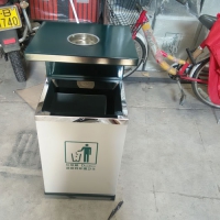 供应安阳市垃圾桶 电梯口单桶不锈钢果皮箱