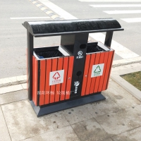 罗江街道垃圾桶 钢木垃圾箱