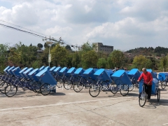 蓝色人力垃圾车   脚蹬的垃圾收集车 三轮车图2