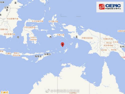 印尼班达海发生5.7级地震震源深度80千米