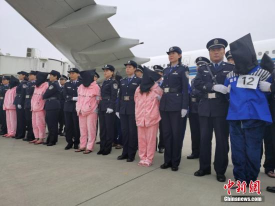 资料图:10月15日,河南公安机关将136名电信网络诈骗犯罪嫌疑人从老挝押解回国。 刘鹏 摄 点击进入下一页