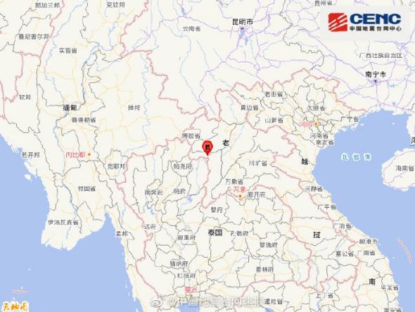 老挝发生5.8级地震震源深度10千米