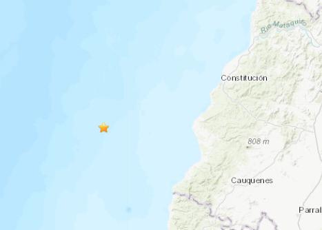 智利西部海域发生5.1级地震震源深度13.5千米