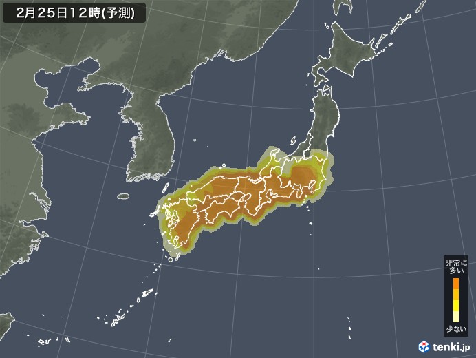 日本花粉飘散情况预报图（日本气象协会）