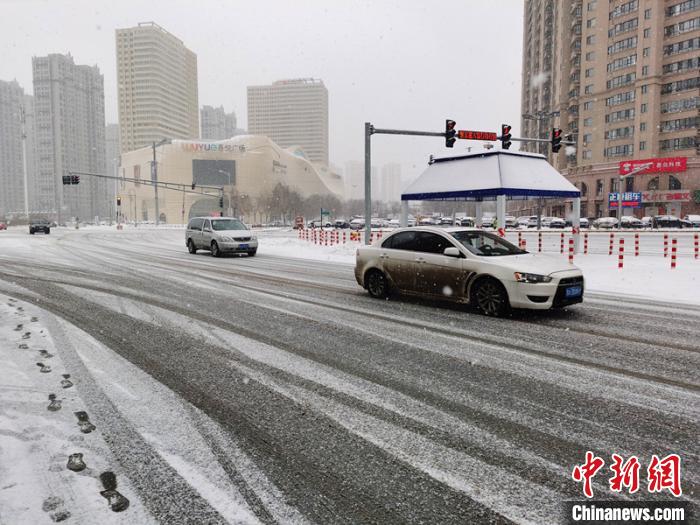 雪花水汽充足落地即化。 刘秉鑫 摄