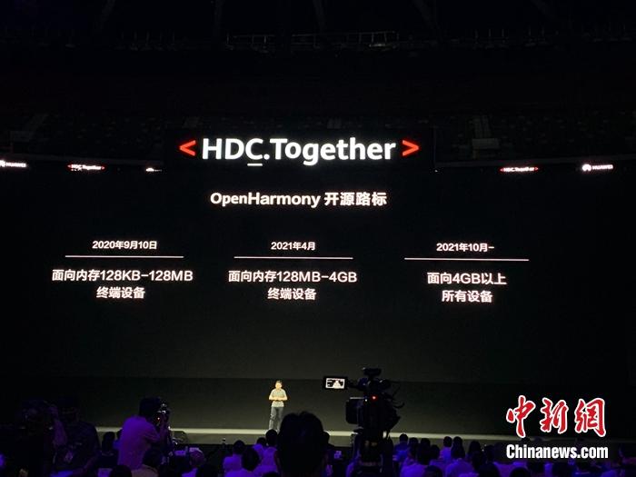 华为发布鸿蒙2.0，表示明年支持手机搭载鸿蒙。中新网 吴涛 摄